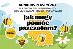 plakat konkursowy z napisem jak pomóc pszczołom